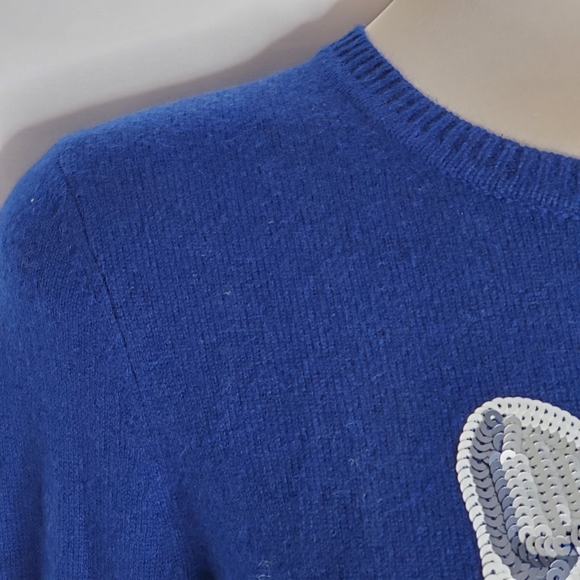 Cashmere Crewneck Pullover With Sequin Dog - Picture 5 of 9